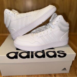 NEW Adidas Hoops 3.0 White High-Top Sneakers, Women's 8
